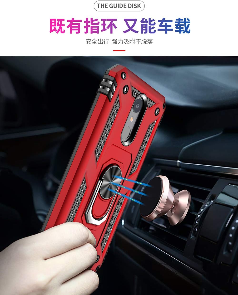 LG K8 2018 Case, 360 Degree Rotating Ring Holder Kickstand Case for LG K Series K9 2018 / K8+ 2018 / LMX210CM Fortune 2