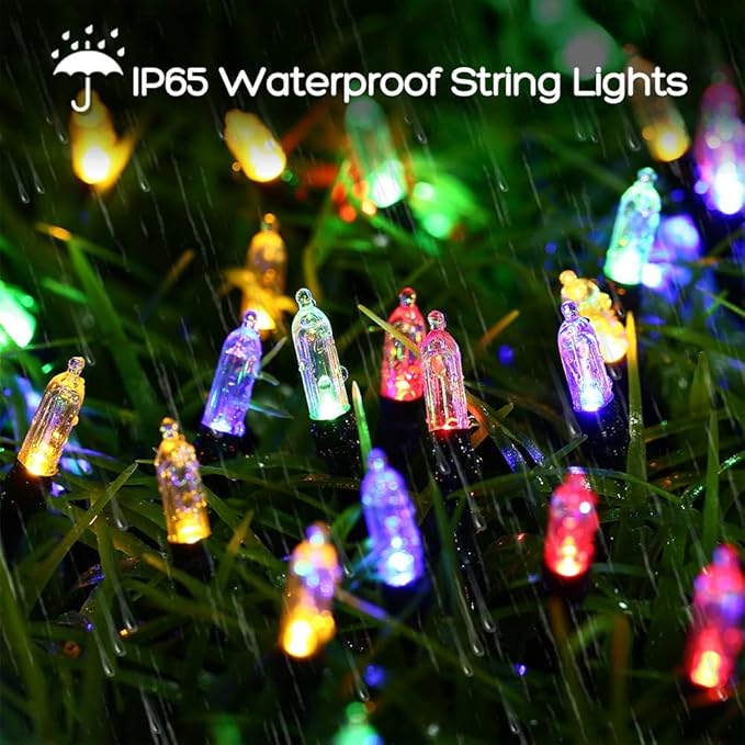 LYHOPE Battery Christmas Lights, 2Pack Total 66ft 200 LED Christmas Lights Waterproof 8 Modes Battery Operated String Light for Outdoor & Indoor, Xmas Tree, Wreaths, Holiday Decoration (Multicolor)