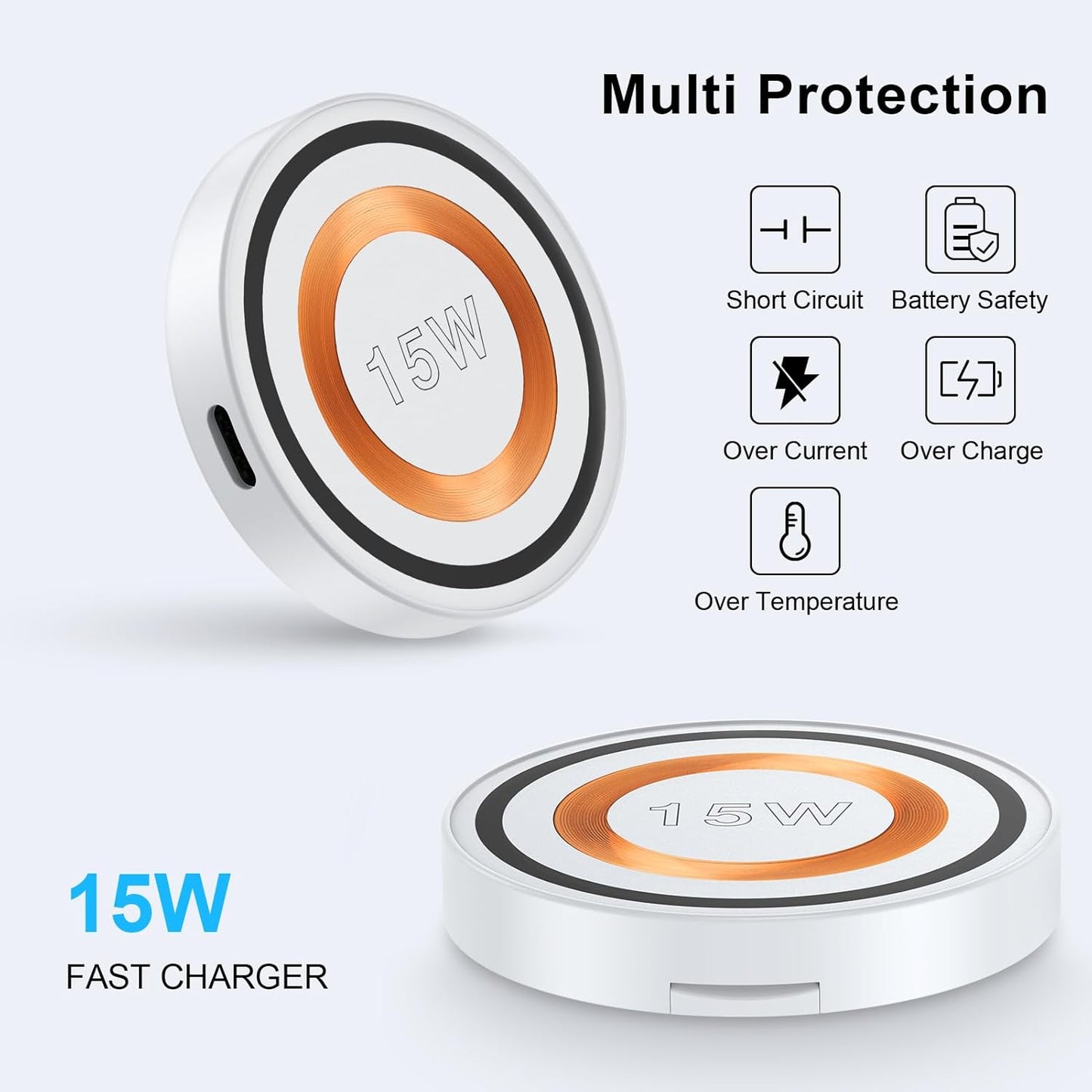 Magnetic Charger for Android Samsung, Fast Charging for Galaxy S24 Ultra, Magsafe Charger Kickstand for iPhone