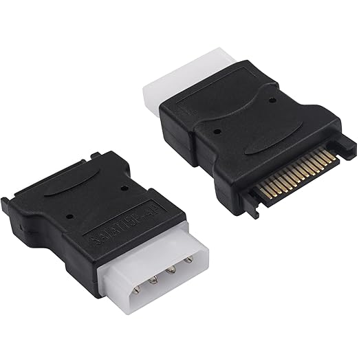 Duttek SATA to Molex Adapter, 15-Pin SATA to 4-Pin IDE Connector for Hard Drives (2 Pack)