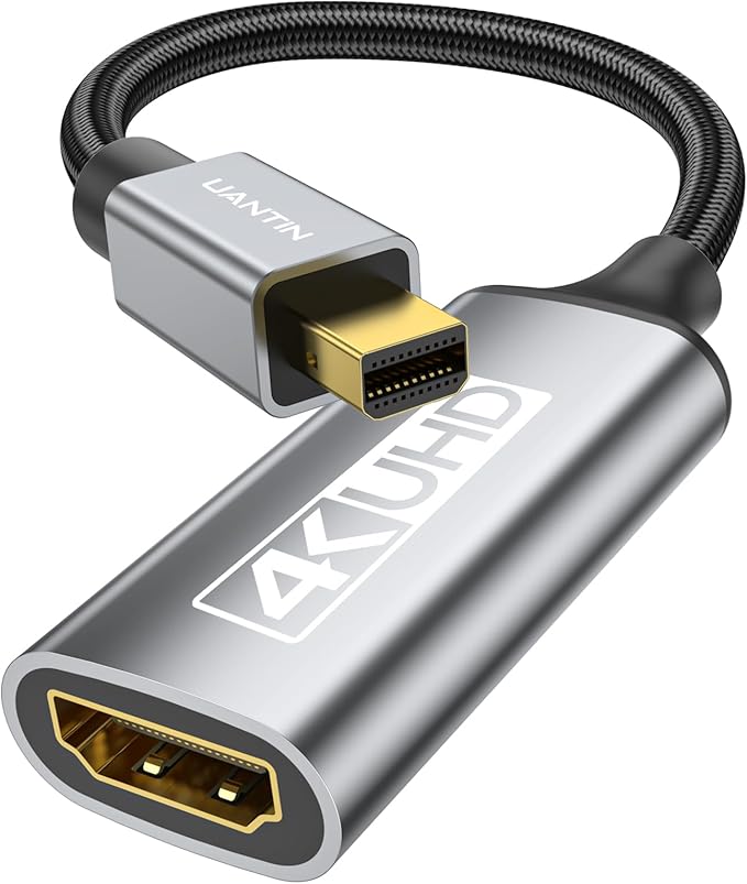 Mini DisplayPort to HDMI Adapter | 4K High-Speed Thunderbolt 2 (DP) Male to HDMI Female Braided Converter, Mini Display Port Compatible for MacBook Air/Pro, Mac mini, Surface Pro/Dock