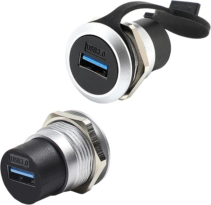 PENGLIN 2Pack USB 3.0 Panel Mount Coupler, USB Pass Through Connector, Female to Female Bulkhead Extension Adapter with Water/Dustcap