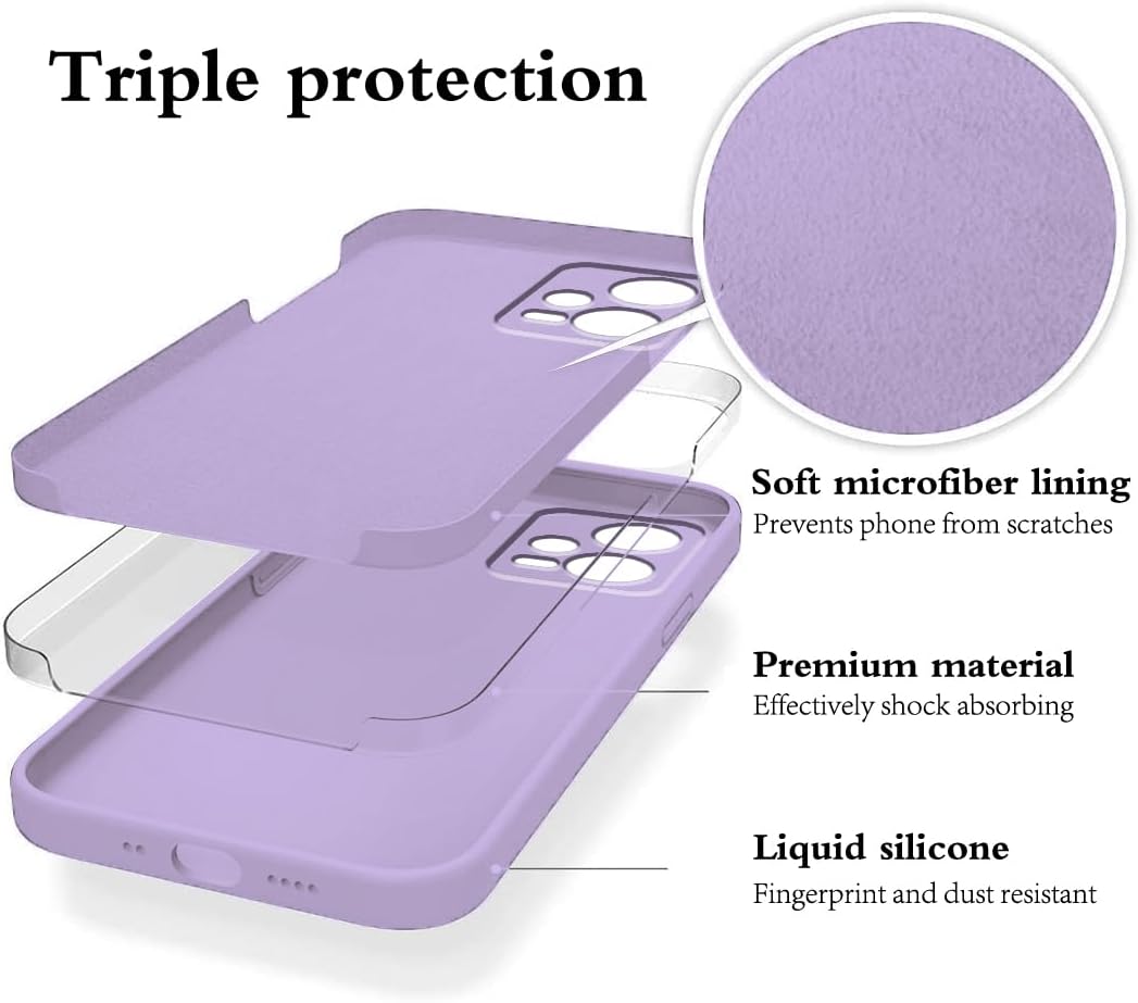 Redmi Note 12 Pro Plus Case - Dark Green Silicone, Soft Touch, Shockproof, Thin Cover (Purple) for Xiaomi Redmi Note 12