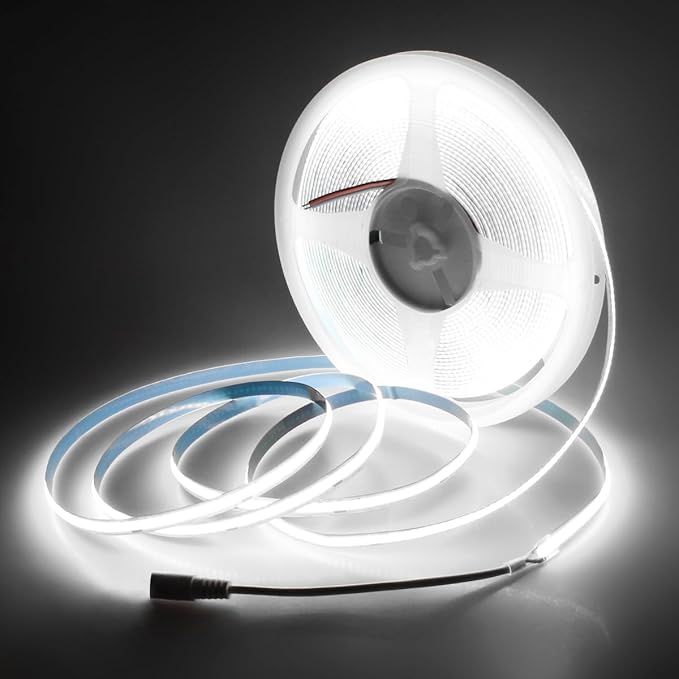 Aclorol 24V COB Led Strip Light 32.8ft COB Flexible Led Strip Light Cool White 6000K Super Bright for TV Party Other Home Indoor Decor 10M 3200Leds CRI85+(Power Supply&LED Dimmer Not Included)