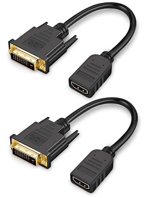 CableCreation DVI to HDMI Cable 0.5ft Short 2PAK, Bi-Directional HDMI Female to DVI-D(24+1) Male Adapter, 1080P DVI-D to HDMI Conveter, for PC,TV Box, PS5, Blue-ray, Xbox,Switch