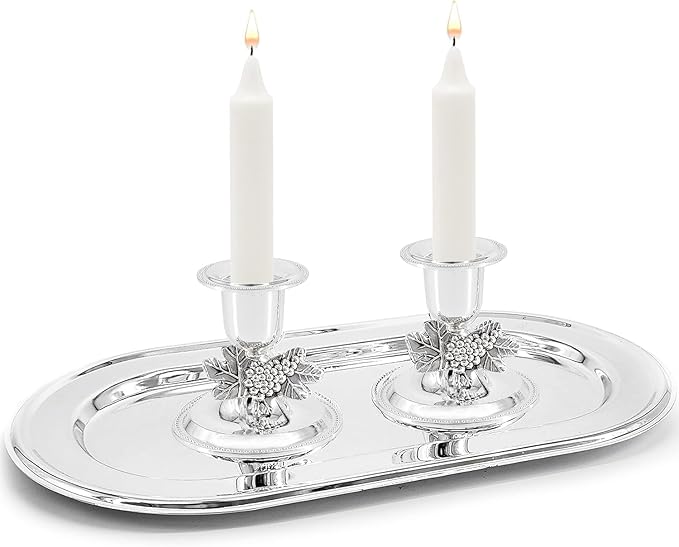 The Dreidel Company Shabbat Candlesticks Candle Holders Silver Plated, 2 Candlesticks Set (12 Sets)