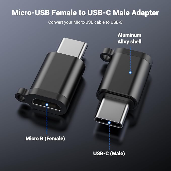 (5Pack) USB C to Micro USBAdapter, USB-C Male to Micro USB Female Adapter Support Data Transfer & Charging Compatible with Samsung Galaxy S10 S9 S8 Plus iPhone 15/15 Pro/15 Plus/Note 9/8 etc