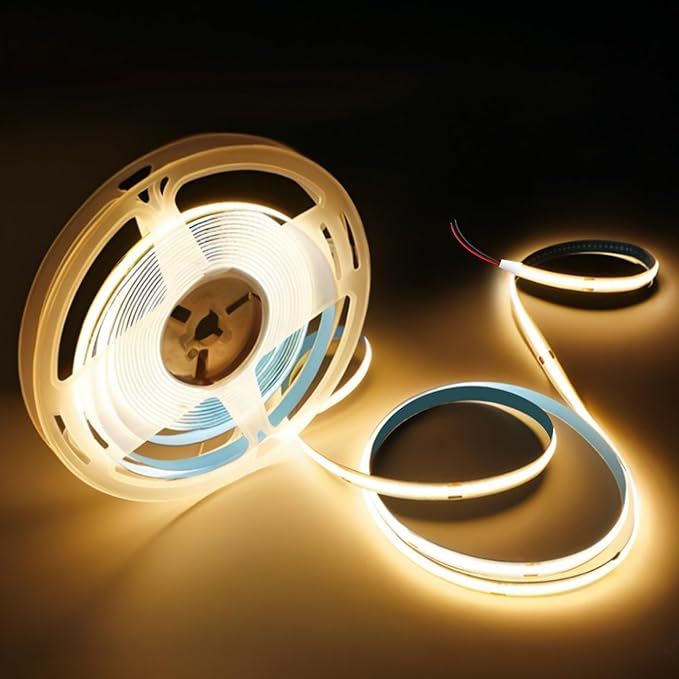COB LED Strip Lights Warm White 3000K,32.8ft 24V High CRI 95Ra+ Super Bright, Flexible Tape Lights for Bedroom,Mirror,Kitchen Cabinet, Living Room(Power Supply Not Included)