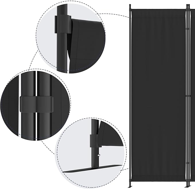 Morngardo Room Divider, Folding Privacy Screens, 4 Panel Room Partitions, 88" Foldable Wall Dividers, Portable Separating for Home Office Bedroom Dorm Decor (Black)