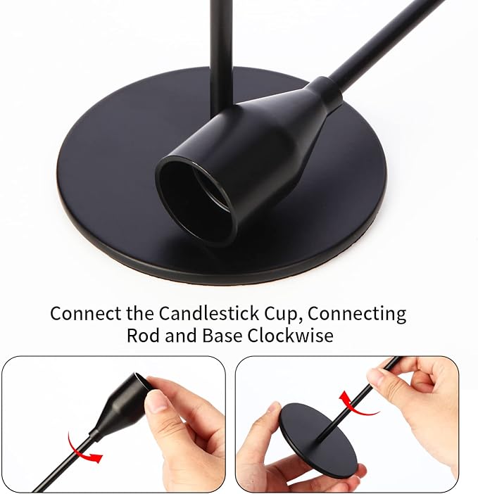 Matte Black Candle Holders Black Candlestick Holders Metal Candle Holder for Wedding, Dinning, Party, Fits 3/4 inch Thick Candle&Led Candles (Set of 6 Pcs)