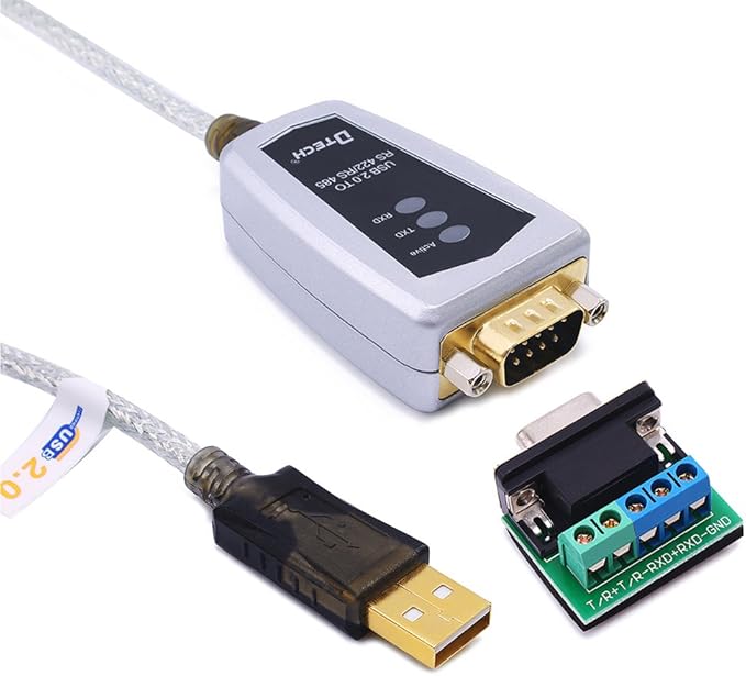 DTECH USB to RS422 RS485 Serial Port Converter Adapter Cable with FTDI Chip Supports Windows 11 10 8 7 XP Mac -1.5 Feet