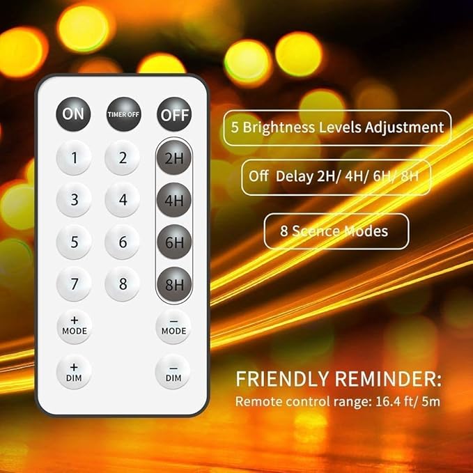MUMUXI 4 Pack 20 ft Remote Control Fairy Lights Battery Operated String Lights with Timer, 60 LED Twinkle LEDs, Outdoor Waterproof Copper Wire Firefly Lights, Warm White