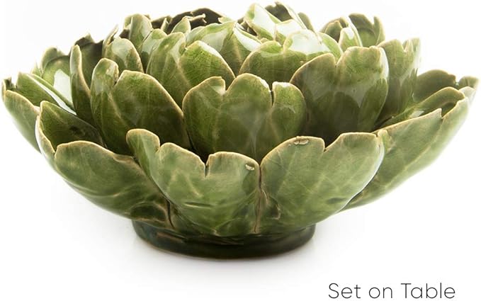 CHIVE ‘Coral’ Decorative Ceramic Flower — Beautiful & Unique Tablescape Piece — Large Floral Green Flower
