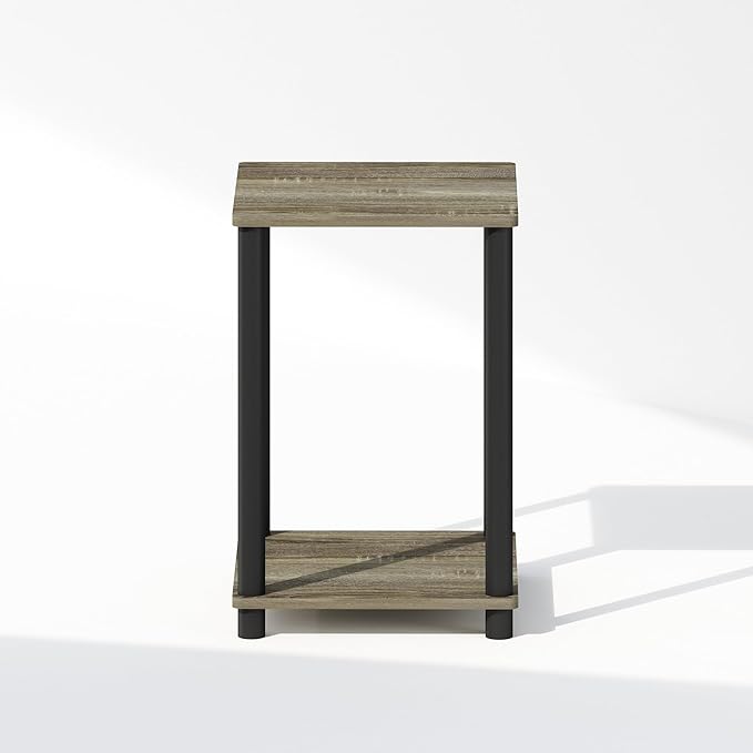 Furinno Turn-N-Tube Night Stand, 2-Tier Open Shelf Design Nightstand, Toolless Bedside Table, End Table, Side Table, for Bedroom, Living Room, French Oak
