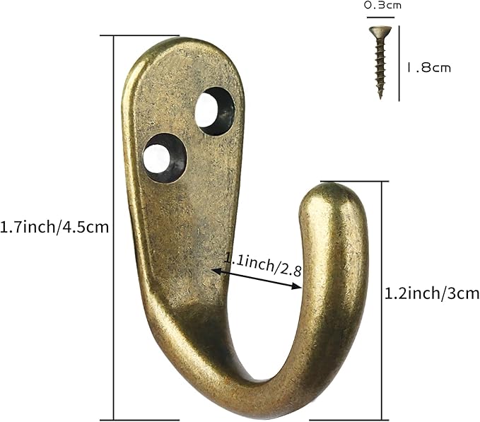 IBosins 50PCS Coat Hooks Wall Mounted Single Prong Robe Hook for Hanging Towel Hooks with 100 Screws for Cup, Mug, Bags, Hat, Cap, Scarf, Pet leashes