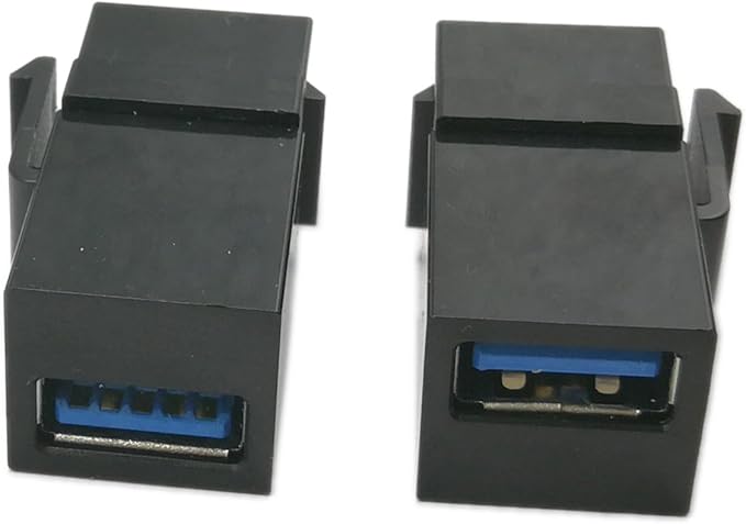 USB 3.0 Keystone Jack Inserts, zdyCGTime (2-Pack) USB 3.0 Adapters Female to Female Connector for Wall Plate Outlet Panel(Black USB 3.0 A)