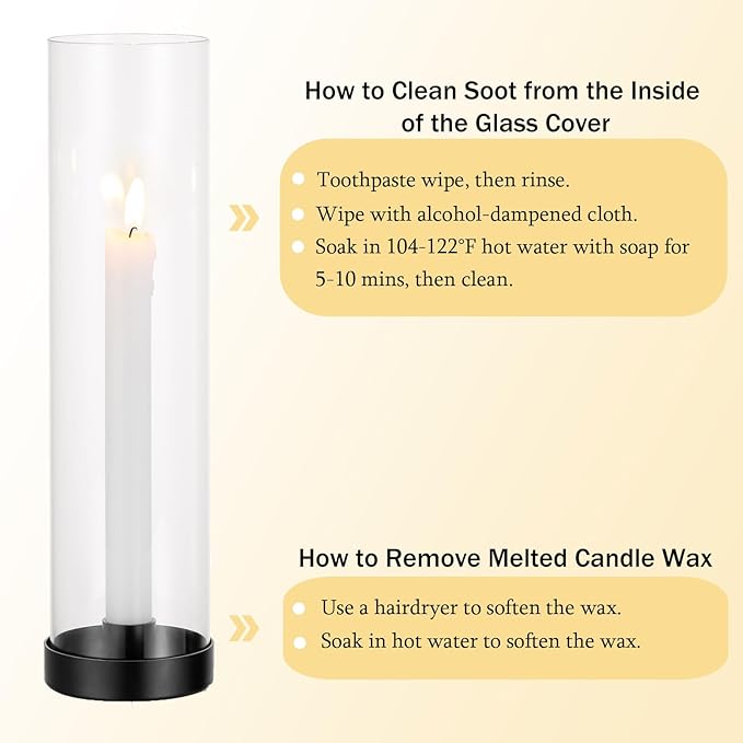 Romadedi Glass Hurricane Candle Holders Black - 12 Inch Taper Candlestick Holder Bulk Clear Glass Cylinder Table Centerpiece Wedding Decor Party Birthday Christmas Home Decorations, Set of 10