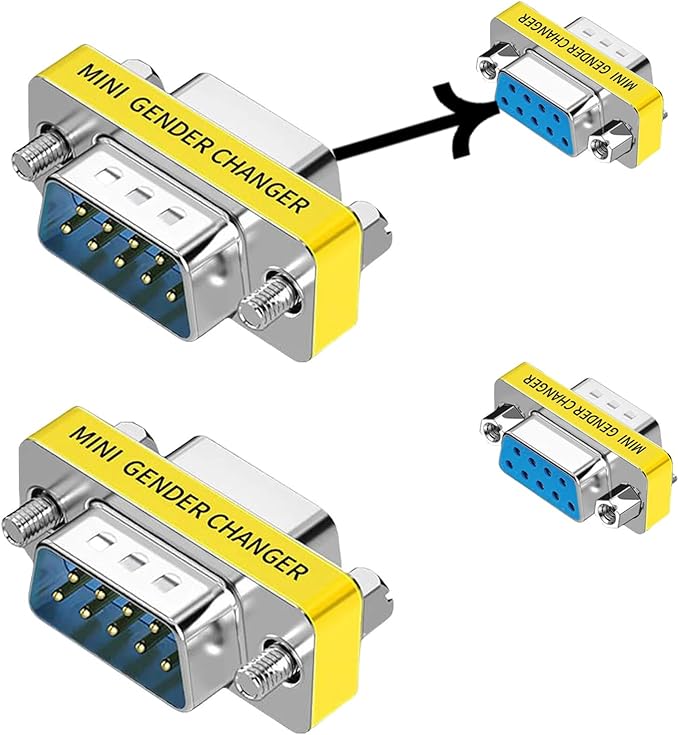 db9 Connector Null Modem Adapter，9-Pin Serial vga Adapter RS232 db9 Gender Changer,for Computer and Industrial Device Data Transfer(M-F (2P))