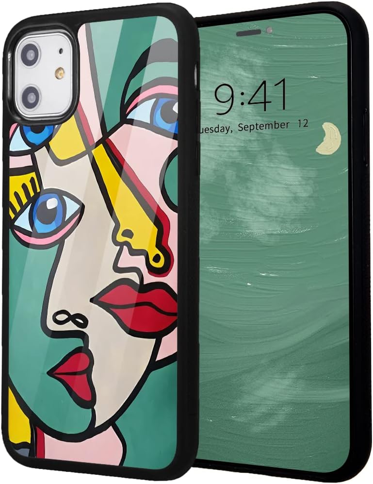 Idocolors iPhone 13 Abstract Phone Case - Colorful Art Design, Shockproof Soft Silicone, Scratch Resistant, Cute Girly