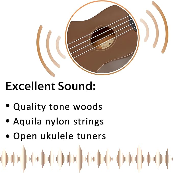 POMAIKAI Soprano Wood Ukulele Starter Ukelele Hawaii Guitar 21 Inch for Beginners and Students(Brown)