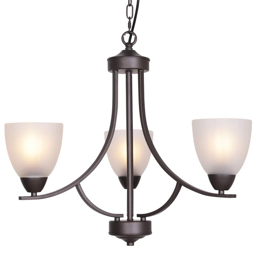 VINLUZ 3 Light Pendant Chandelier, Oil Rubbed Bronze, Alabaster Glass, Model 355-3-13, Modern Lighting for Dining Room, Living Room, Bedroom