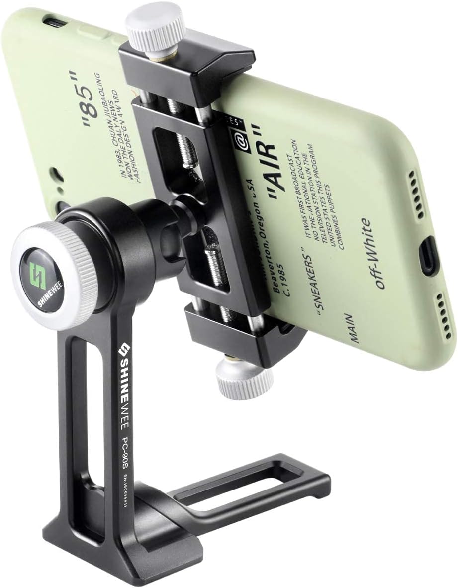 Metal Phone Tripod Mount Adapter, Phone Holder Stand with Arca Swiss and 1/4" Screw Mount, 360 Degree Rotate