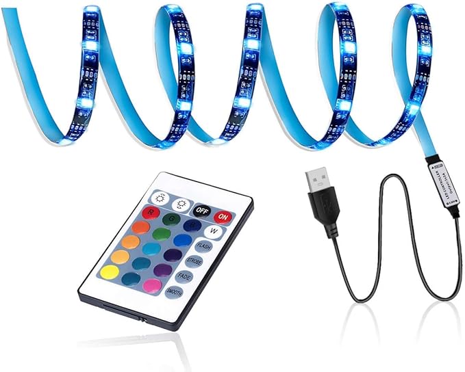 LED TV Backlight,SMY USB LED Strip Light,RGB Multi-Colour LED Light Strip Kit Waterproof IP65, 60LED with Wireless Remote Controller for TV/PC/Laptop Bias Lighting (6.56Ft)