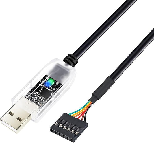 DTECH USB to TTL Adapter FTDI Chip 5V 6 Pin USB to UART Debug Cable FT232RNL IC Serial Converter 3ft LED Indicators Output 5 Volt for Windows 11 10 8 7 XP MAC Linux Easy Debugging and Programming