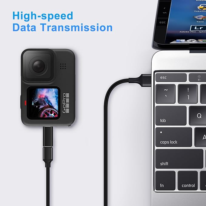USB C to Mini USB Adapter (2 Pack), USB-C Female to Mini USB Male Adapter, Aluminum Alloy Data Adapter, Compatible with Laptops/Tablets, Flash Drive, MP3 Players, Digital Cameras etc, Black