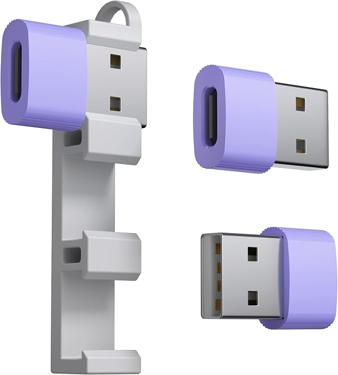 USB to USB C Adapter 3 Pack,Type C Female to USB A Male Cable Converter for MacBook Pro,iMac,PC,Laptop,Computer,Samsung Galaxy Note 20 S20 S21 S22 S23,Google Pixel 5 4 4A 3A 2 XL,OTG,Purple