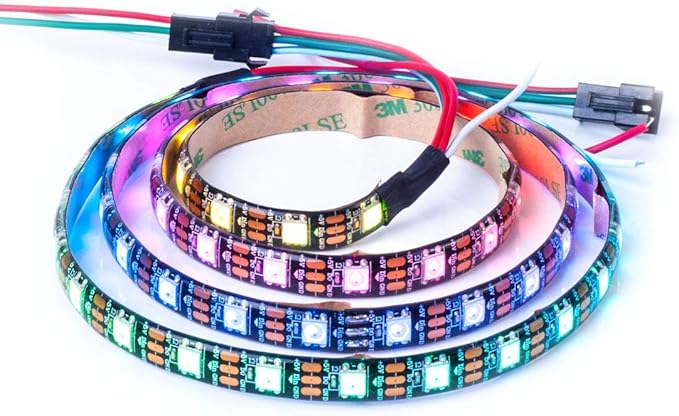 BTF-LIGHTING WS2812B RGB ECO LED Strip, Chasing Effects 5050SMD Individually Addressable 3.3FT 60Pixels/m Flexible Dream Color IP65 for Bedroom DIY Projects DC5V(No Adapter or Controller)