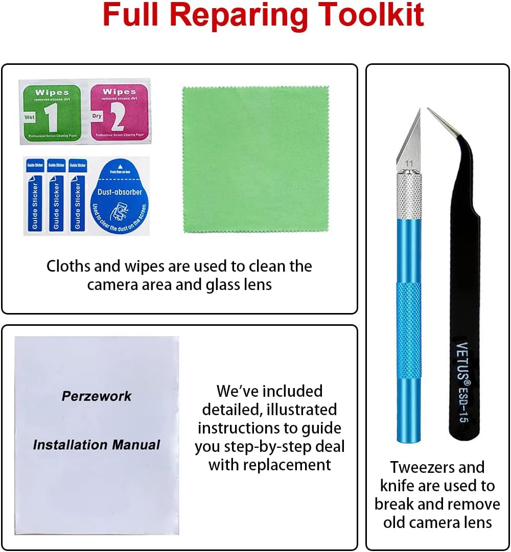 OEM Rear Back Camera Glass Lens Replacement for iPhone 13 and iPhone 13 Mini with Pre-Installed Adhesive and Repair