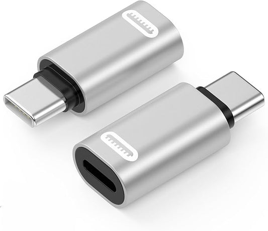MoKo Lightning to USB C Adapter for iPhone 17 Air 16 15 Pro Max Plus, Galaxy S25 S24 S23, iPad Pro/Air, 2 Pack USB-C to Lightning Adapter for Fast Charging/Data Transfer, Not for Audio/OTG, Silver PD