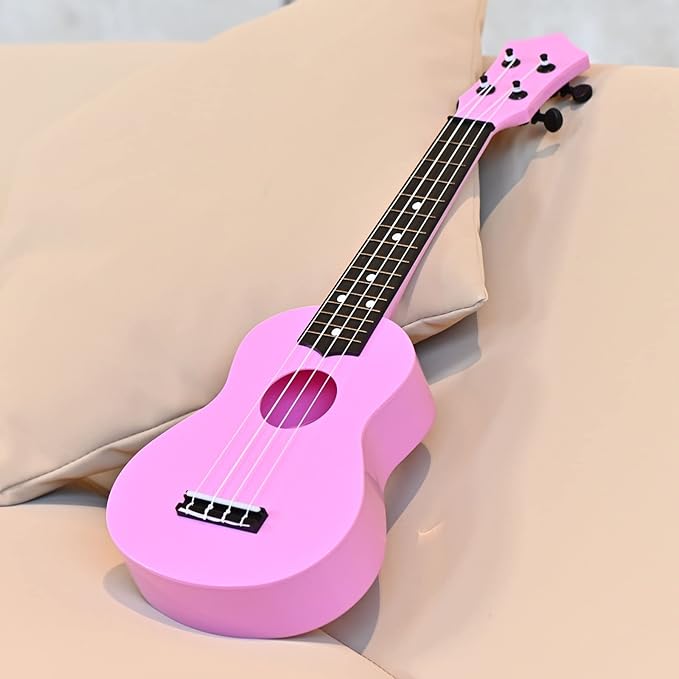 LIEKE Kids Ukulele 21 Inch Soprano Ukelele,Musical Instrument,Toy Ukulele Gift for Girls Children Beginners with Bag (Pink)