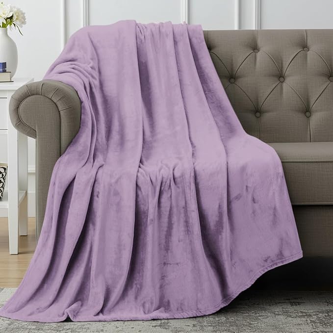 Utopia Bedding Fleece Blanket Throw Size Lilac 300GSM Luxury Anti-Static Fuzzy Soft Microfiber Blanket for Couch, Sofa and Bed (60x50 Inch)