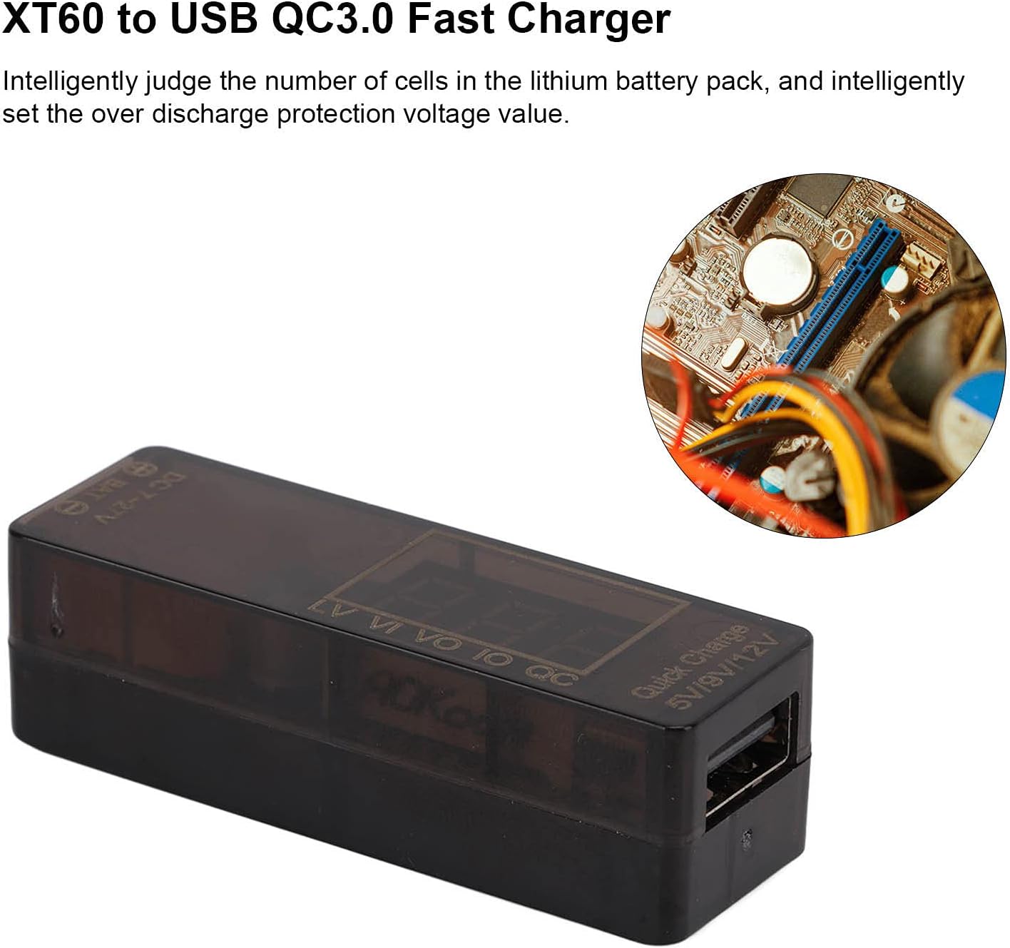 QC3.0 USB Overload Short Circuit Adapter, XT60 to USB QC3.0 Model Car Accessories for Efficient Charging
