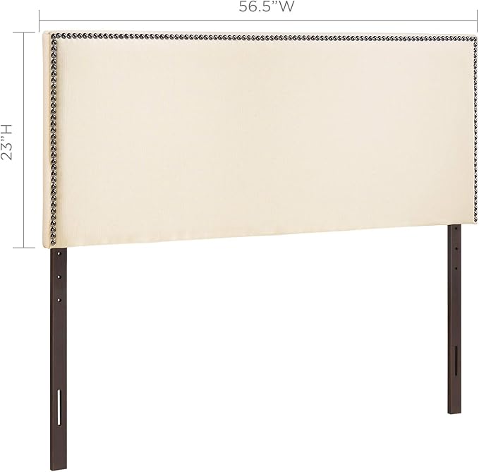 Modway Region Linen Fabric Upholstered Full Headboard in Ivory with Nailhead Trim