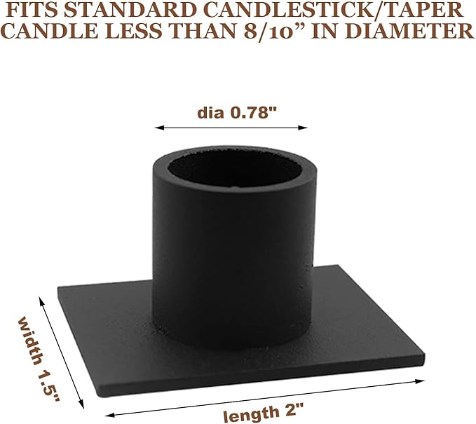Gute Taper Candle Holder, Candle Holders for Pillar Candles, Matte Black Candlestick Holder Centerpieces for Home Decoration, Wedding Anniversary, Party, Housewarming Gifts,Set of 8,Square