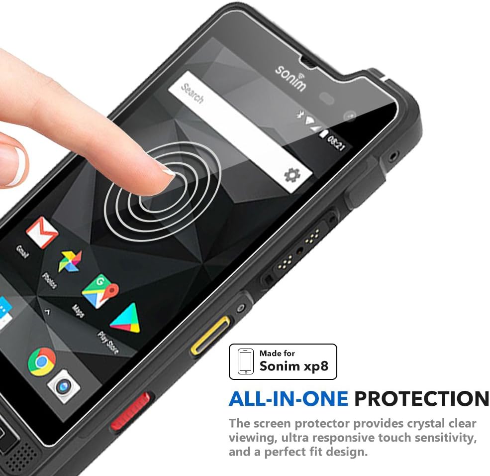 Nakedcellphone [2-PACK 9H Hard Tempered Glass Clear Screen Protector Guard for Sonim XP8 Phone, XP8800