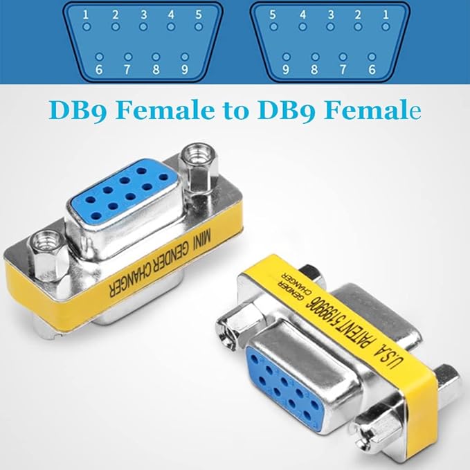 6-Pack 9Pin RS232 Serial Cable DB9 Female to Female Mini Gender Changer Adapter Coupler Connector