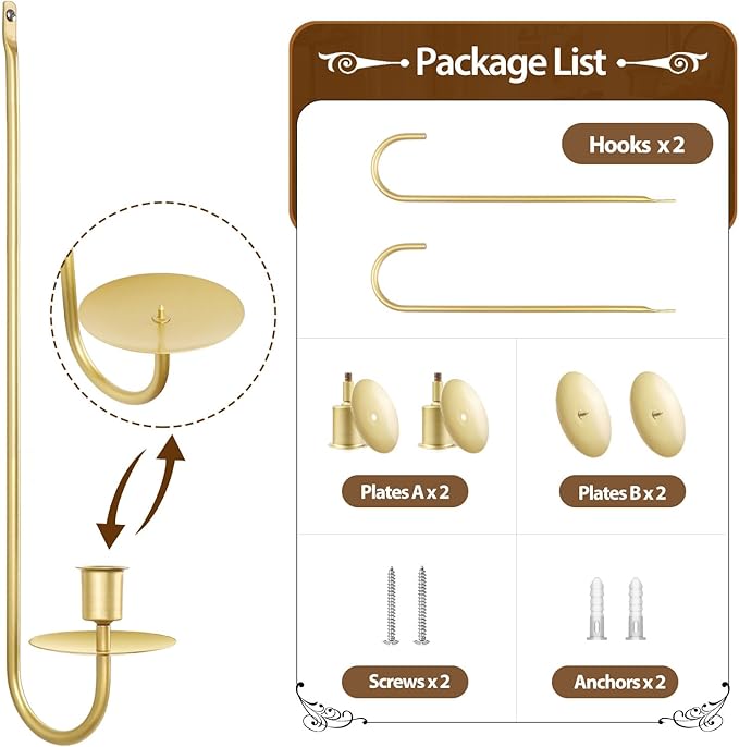 XAROO Gold Candle Sconces, Taper & Pillar Wall Candle Holder, Metal Sconces Wall Decor Set of 2, for Living Room, Entryway, Fireplace, Wedding, Gifts for Women, Men, Mom or Dad