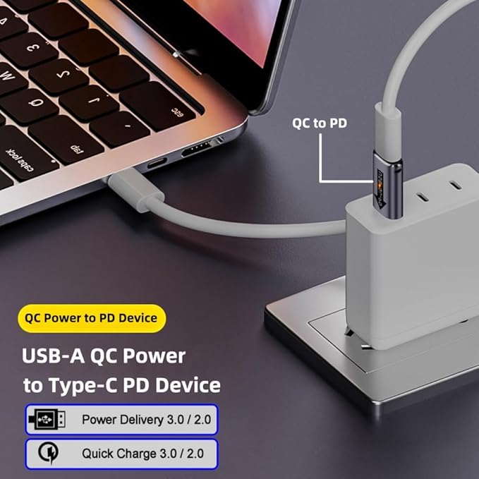 CY Adapter 2pcs/lot USB 2.0 A Male QC to PD USB-C Type C Female 5Gbps Data Power Adapter for Laptop Tablet Phone