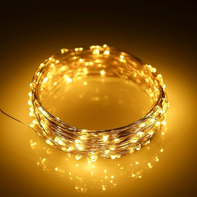 Mikasol Fairy Lights Battery Operated, 1 Pack Mini 3*AAA Battery Powered Copper Wire Led Starry String Lights Firefly Lights for Bedroom, Christmas, Parties, Decoration (5m/16ft Warm White)