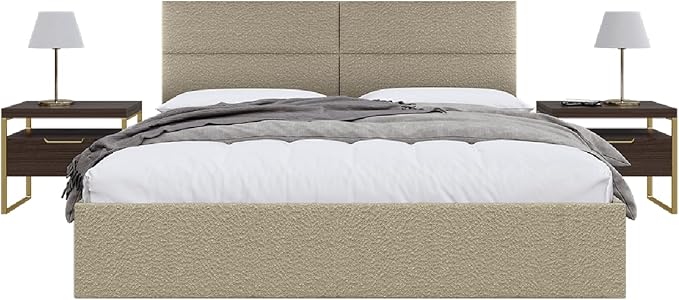 Vänt Upholstered Wall Panels - King/Cal King Size Wall Mounted Headboards - Boucle Beige - Twin/King - Set of 4 Panels (Each Individual Panel 39"x11.5")