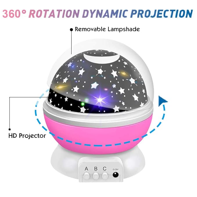 Borelor Star Night Light for Kids, 12 Color Changing Lights Modes with USB Cable, 360°Rotating Moon Star Projector Desk Lamp for Bedroom Party Decor & Girls Birthday Gift