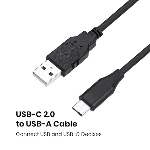 Perixx PERIPRO-406 USB Type C Male to USB A Male 3 Ft Cable - USB2.0 Spec for Smartphones, Tablets, Laptop, and Desktops - Black