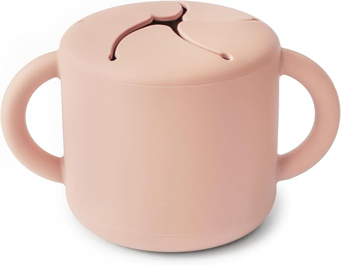 mushie Silicone Snack Cup | Spill Proof Food Container for Toddler and Baby (Blush)