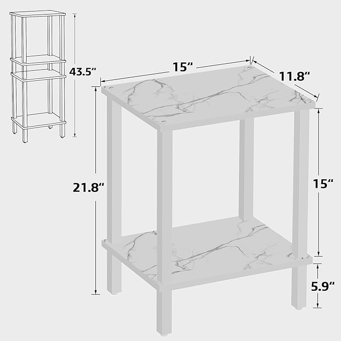 TUTOTAK End Table, Set of 2, Side Table, Nightstand, 2-Tier Storage Shelf, Sofa Table for Small Space, Living Room, Bed Room TB01BMW035
