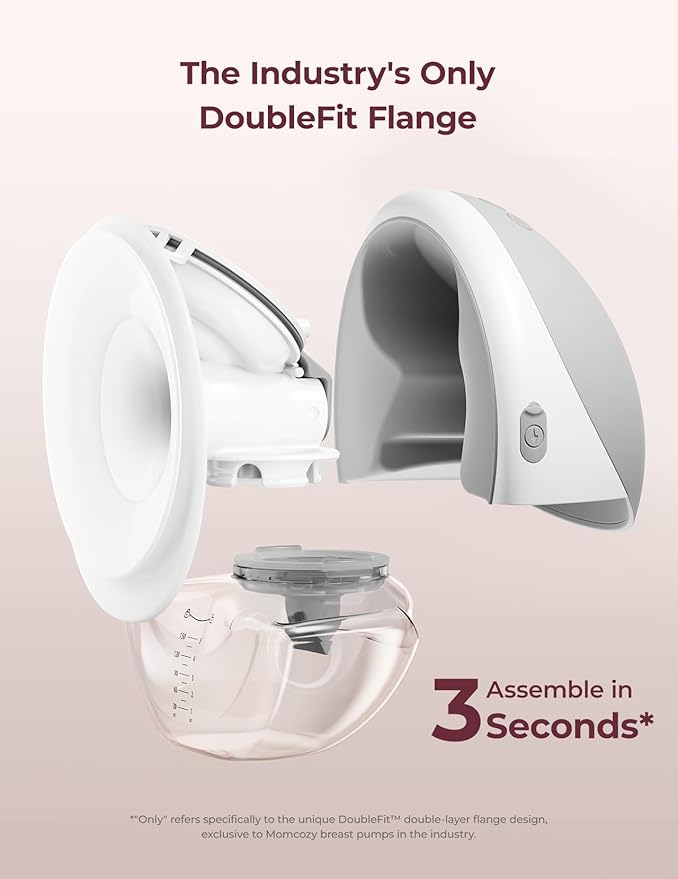 Momcozy Breast Pump Hands Free Upgraded Mobile Flow | M9, App Discreet Control with Personalized Multi-Modes & 15 Levels, Wearable Breast Pump 24mm, 1 Pack Gray