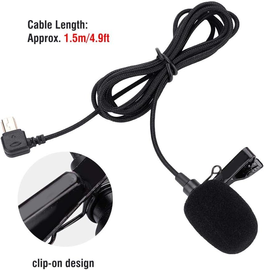 Yoidesu 1.5m Action Camera External Microphone, Plug and Play Portable Lavalier Lapel Microphone for SJCAM SJ6 SJ7 SJ360